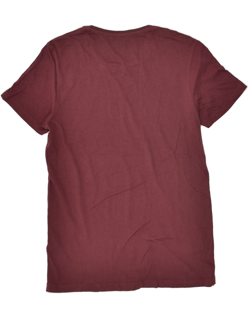 JACK & JONES Mens Graphic T-Shirt Top Small Burgundy Cotton | Vintage Jack & Jones | Thrift | Second-Hand Jack & Jones | Used Clothing | Messina Hembry 