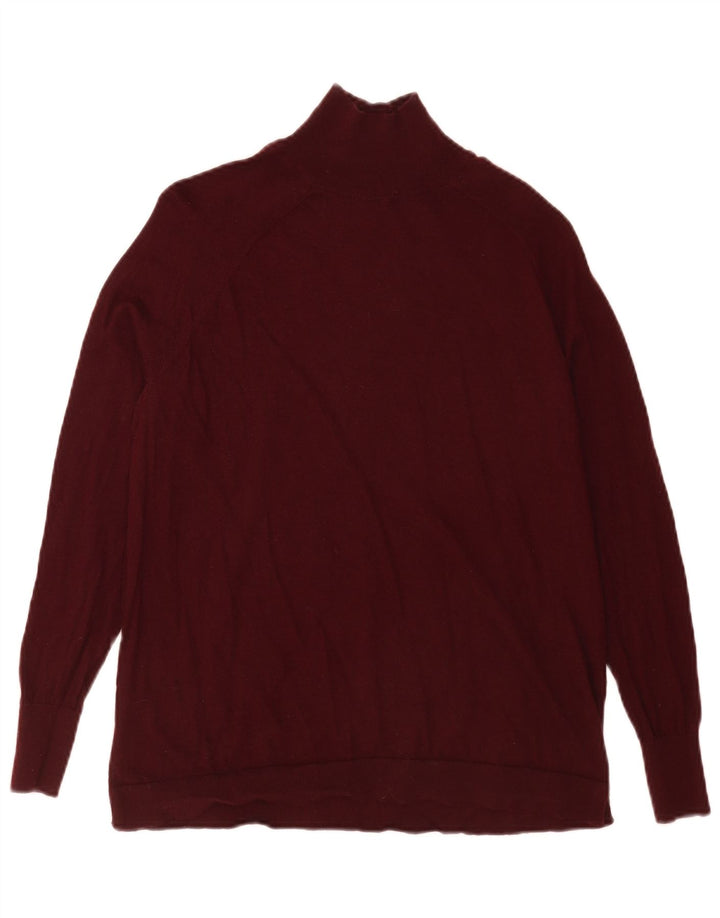 Massimo Dutti Mens Turtle Neck Jumper Sweater XS Burgundy Wool