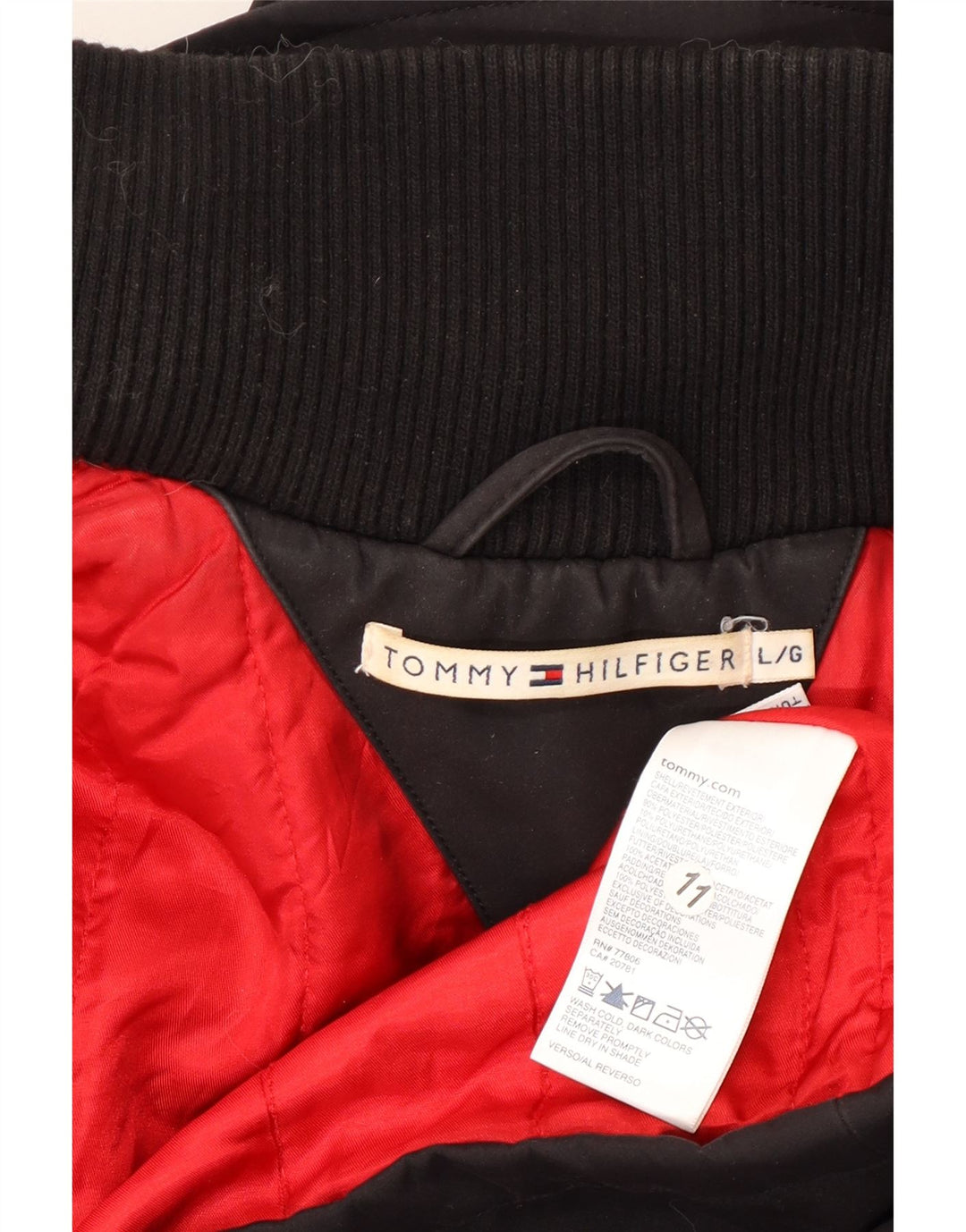 TOMMY HILFIGER Womens Windbreaker Coat UK 16 Large Black Polyester