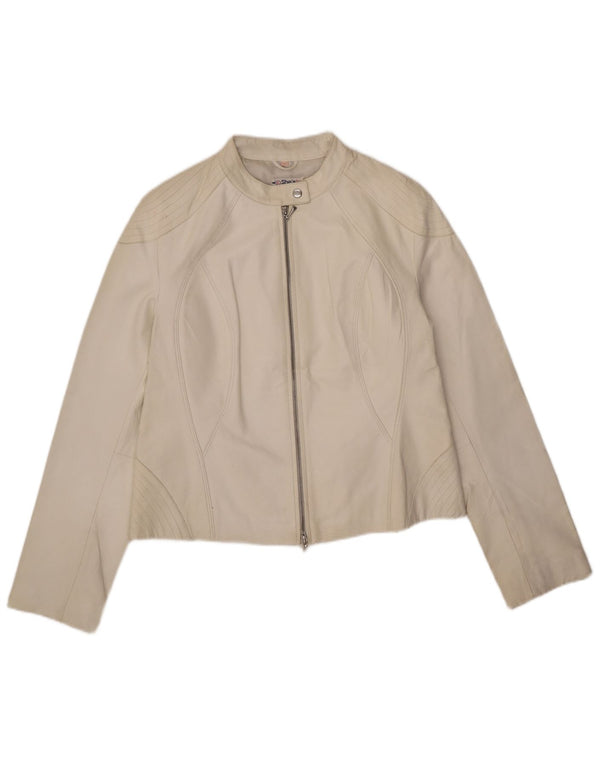 Vintage Womens Leather Jacket UK 14 Large White Leather