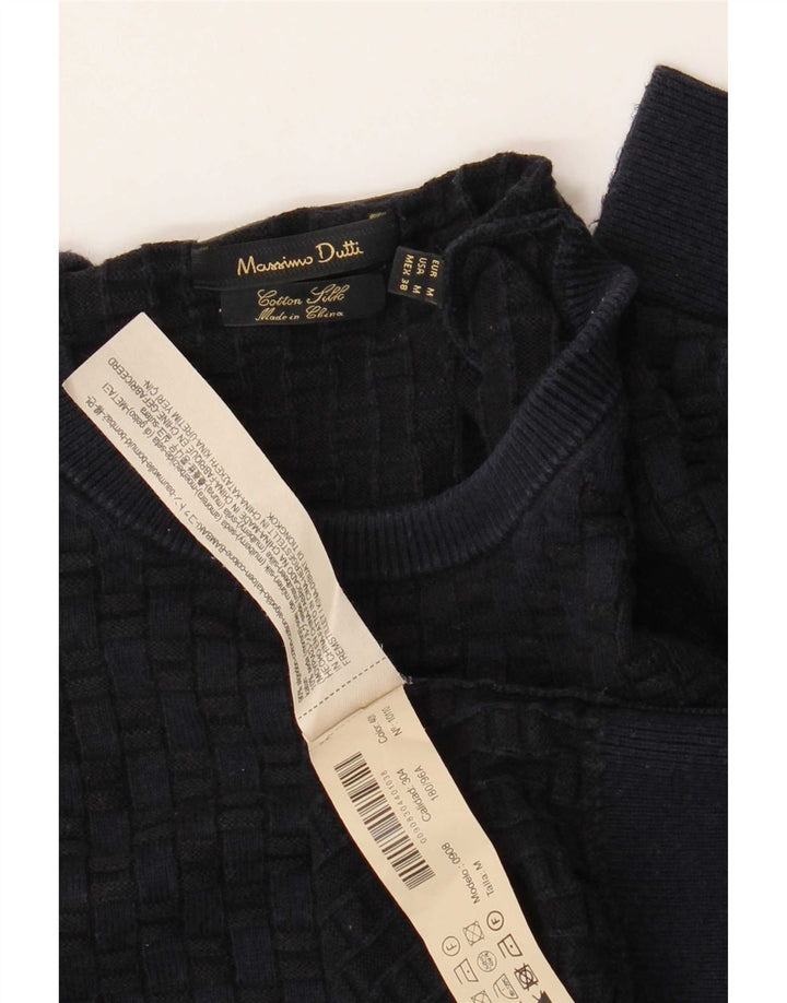 Massimo Dutti Mens Crew Neck Jumper Sweater Medium Navy Blue Cotton