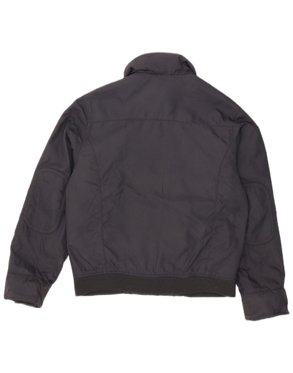 Zara Mens Hooded Padded Jacket UK 40 Large Navy Blue Nylon