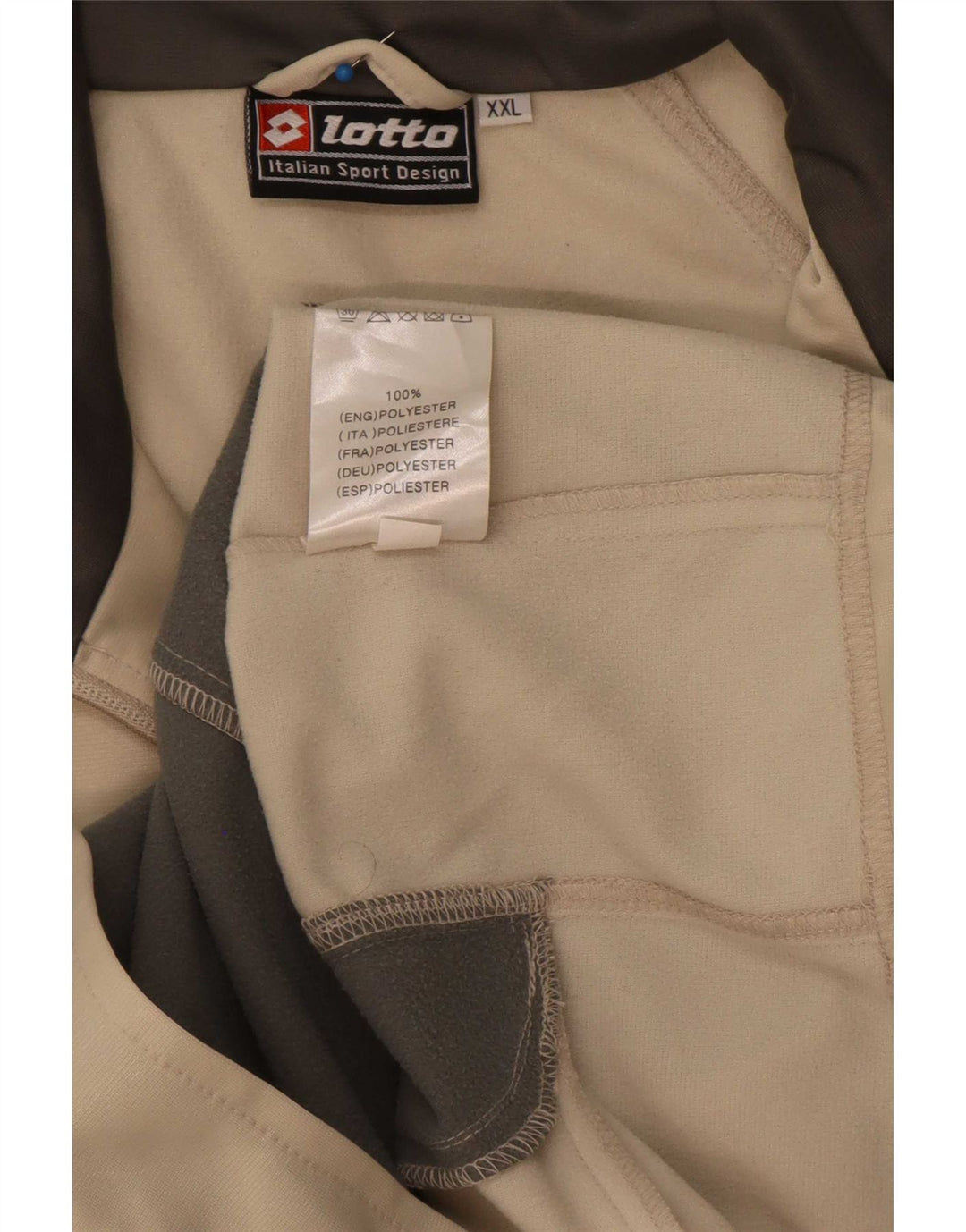 Lotto Mens Tracksuit Top Jacket 2XL Beige Colourblock Polyester