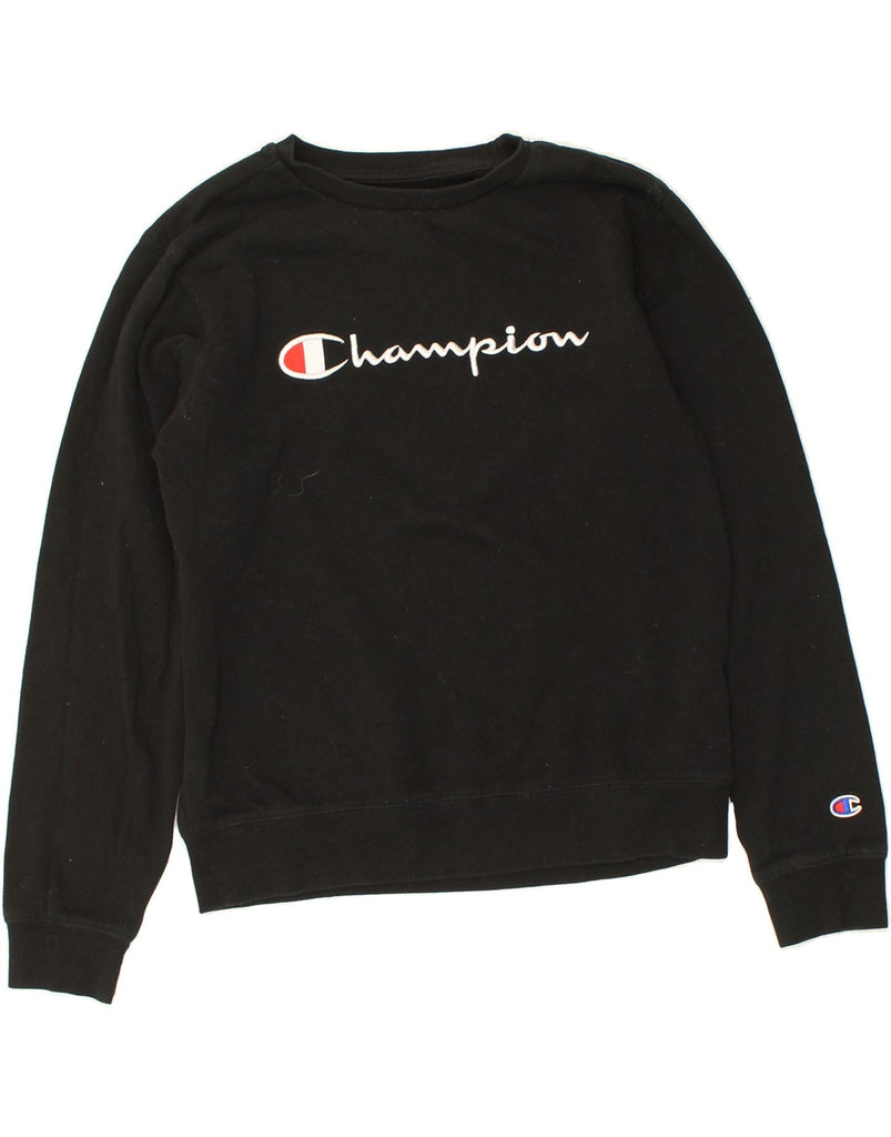 CHAMPION Boys Graphic Sweatshirt Jumper 13-14 Years XL Black Cotton | Vintage Champion | Thrift | Second-Hand Champion | Used Clothing | Messina Hembry 