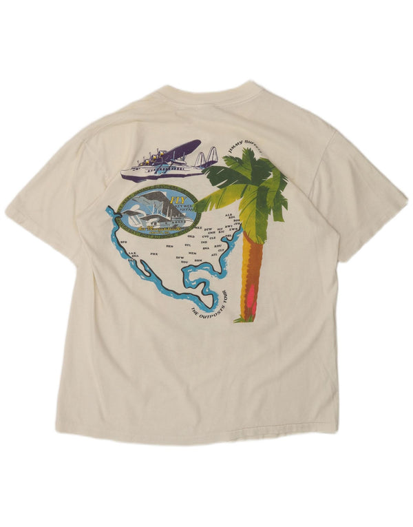 Vintage Mens Jimmy Buffet Graphic T-Shirt Top Large White Cotton
