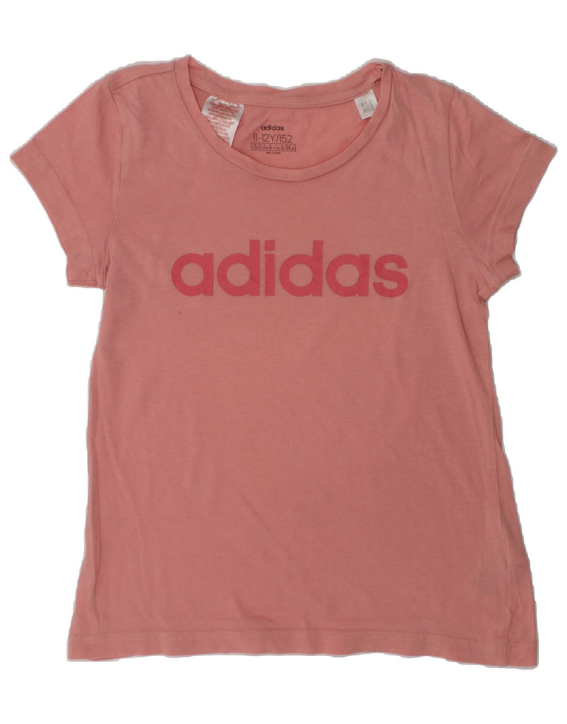 ADIDAS Girls Graphic T-Shirt Top 11-12 Years Pink Cotton | Vintage Adidas | Thrift | Second-Hand Adidas | Used Clothing | Messina Hembry 