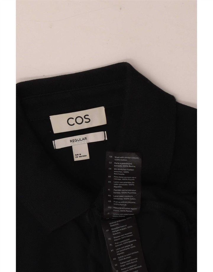 Cos Mens Short Sleeve Regular Fit Polo Shirt Medium Black Cotton