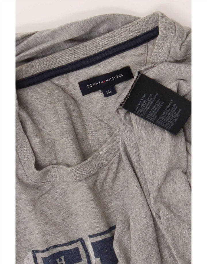 Tommy Hilfiger Boys Graphic Top Long Sleeve 11-12 Years Grey Cotton