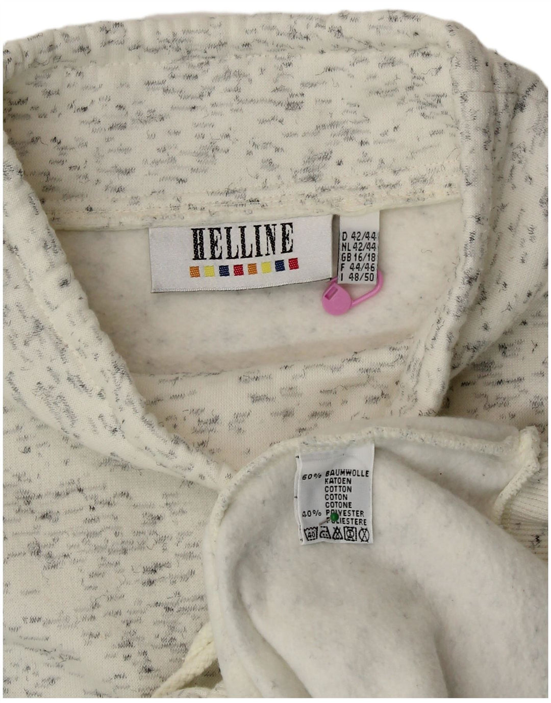 HELLINE Womens Sweatshirt Jumper UK 16/18 XL White Flecked Cotton