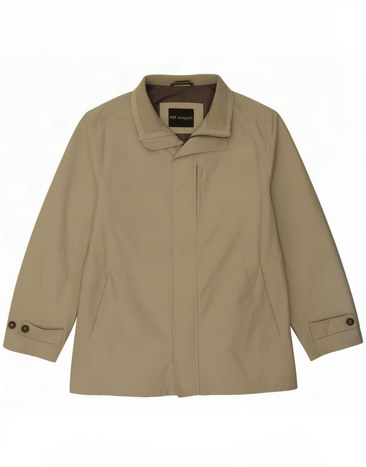 Marks & Spencer Mens Bomber Jacket UK 40 Large Khaki Cotton