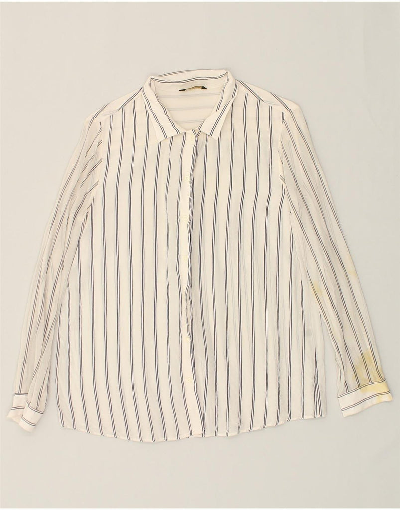 MASSIMO DUTTI Womens Shirt US 10 Large Off White Striped | Vintage Massimo Dutti | Thrift | Second-Hand Massimo Dutti | Used Clothing | Messina Hembry 