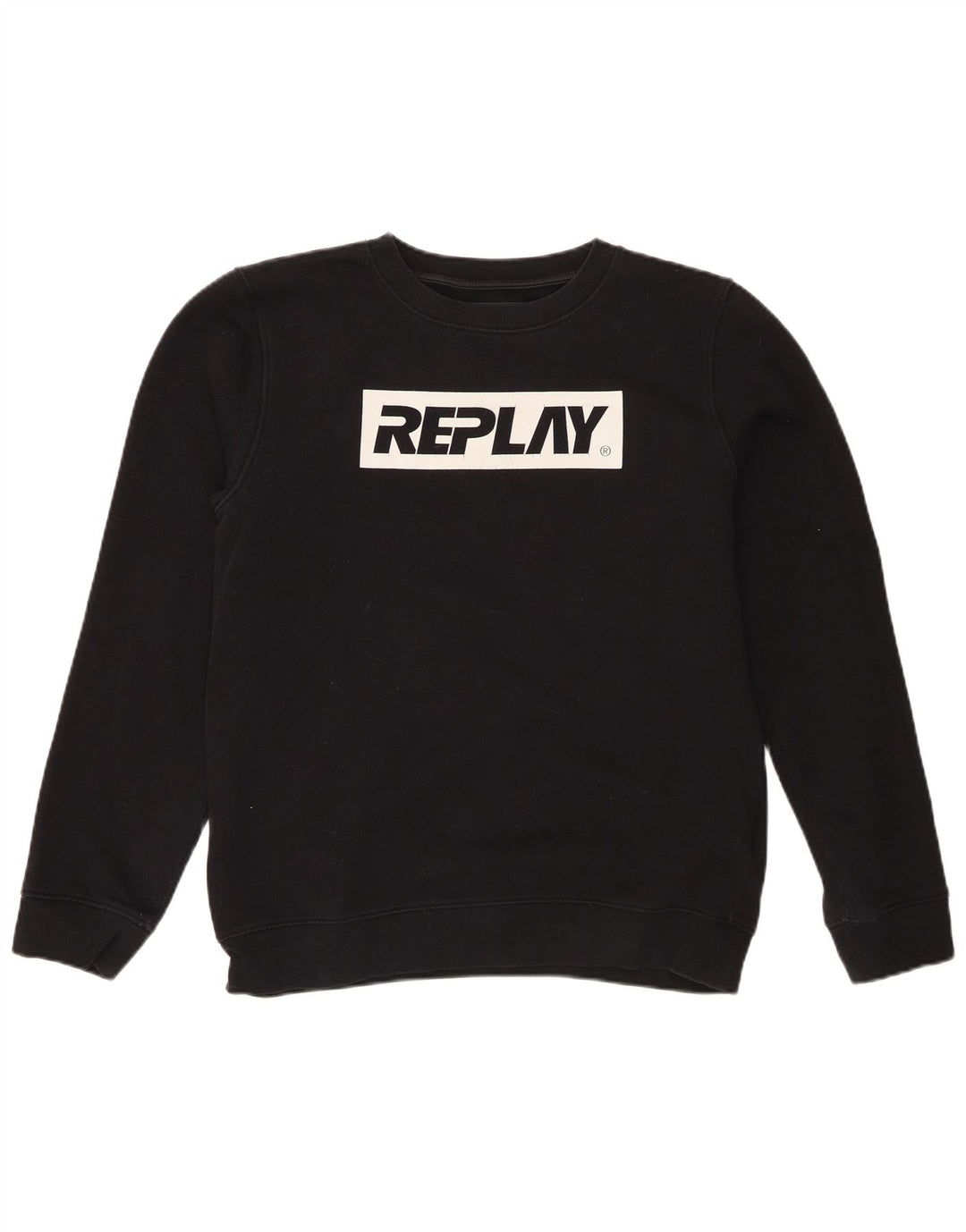 Replay Mens Graphic Sweatshirt Jumper Medium Black