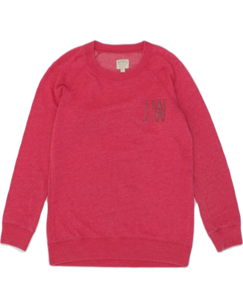 JACK WILLS Womens Oversized Sweatshirt Jumper UK 6 XS Pink Cotton | Vintage Jack Wills | Thrift | Second-Hand Jack Wills | Used Clothing | Messina Hembry 