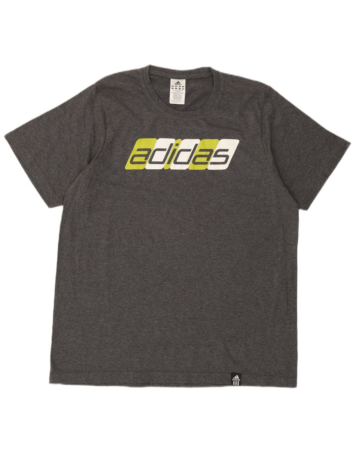 Adidas Mens Graphic T-Shirt Top Large Grey Cotton