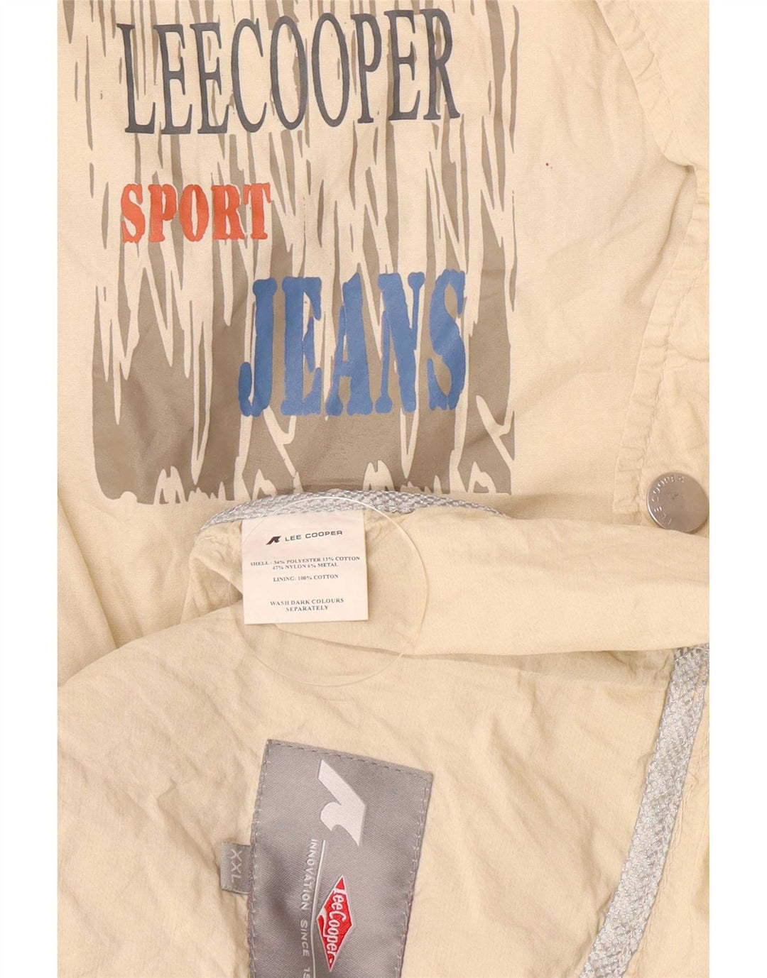 Lee Cooper Mens Bomber Jacket UK 44 2XL Beige Nylon