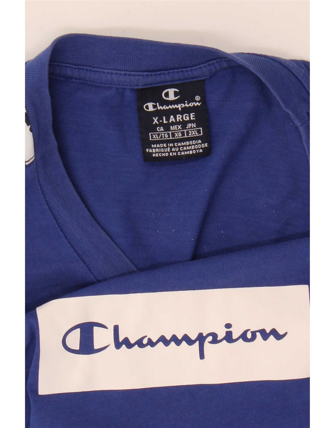 Champion Mens Graphic T-Shirt Top XL Blue Colourblock