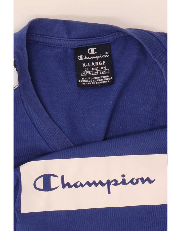 Champion Mens Graphic T-Shirt Top XL Blue Colourblock