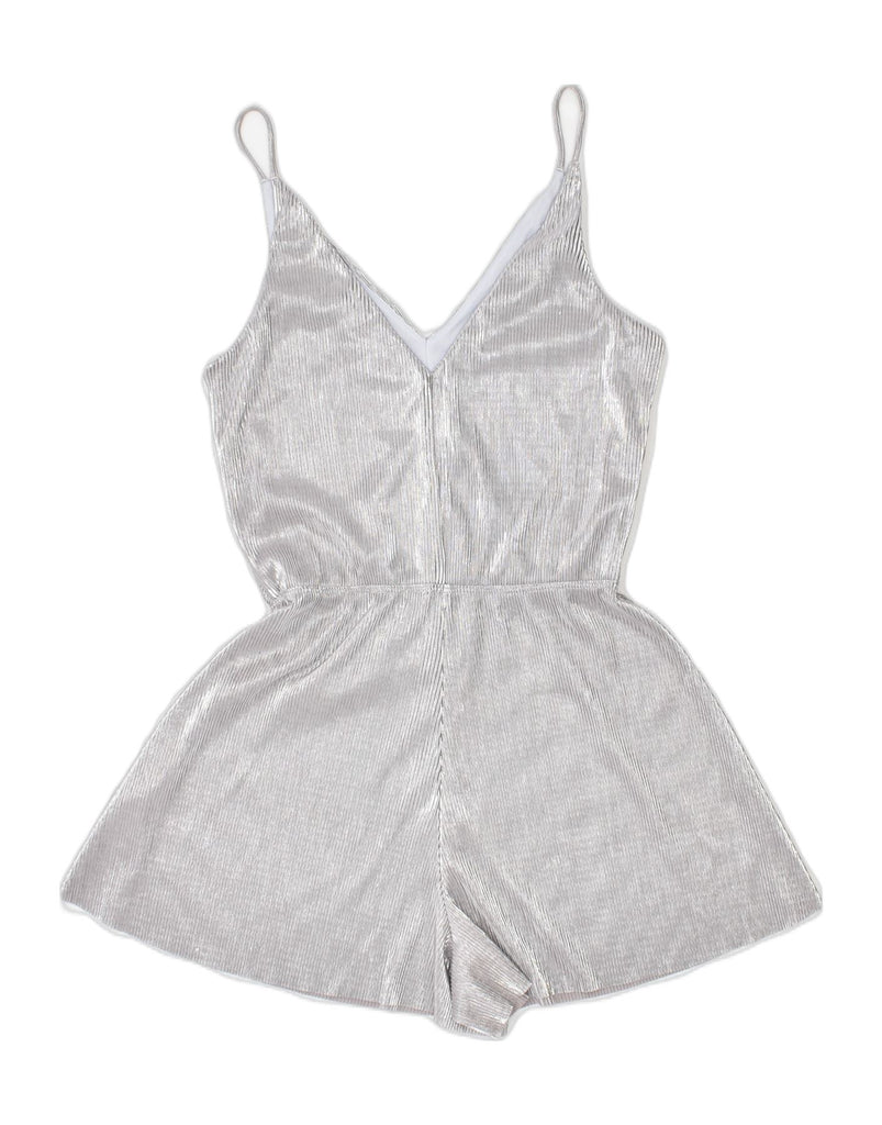 TOPSHOP Womens Playsuit UK 8 Small Silver Polyester | Vintage | Thrift | Second-Hand | Used Clothing | Messina Hembry 