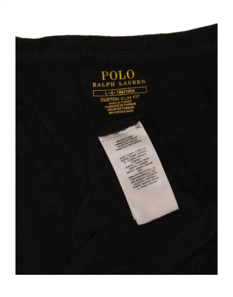 POLO RALPH LAUREN Mens Custom Slim Fit T-Shirt Top Large Grey Cotton Vintage Polo Ralph Lauren and Second-Hand Polo Ralph Lauren from Messina Hembry 
