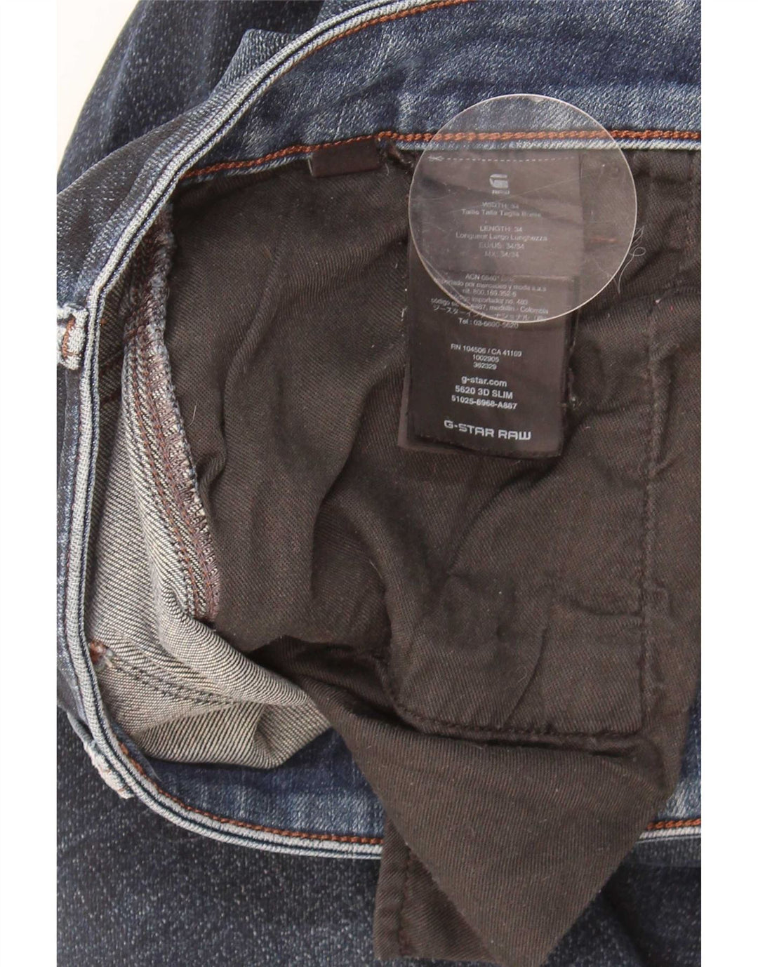 G-Star Mens Slim Jeans W34 L34 Navy Blue Cotton
