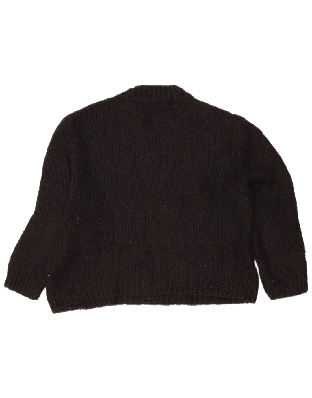 Zara Womens Oversized Crew Neck Jumper Sweater UK 10 Small Black Acrylic