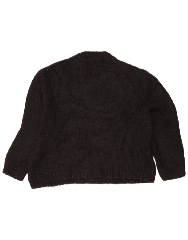 Zara Womens Oversized Crew Neck Jumper Sweater UK 10 Small Black Acrylic
