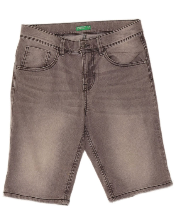 Benetton Boys Denim Shorts 13-14 Years 3XL W29  Grey Cotton