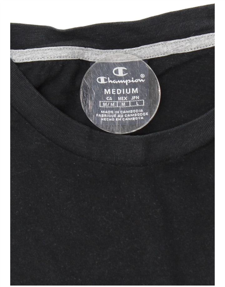 Champion Mens Graphic Top Long Sleeve Medium Black