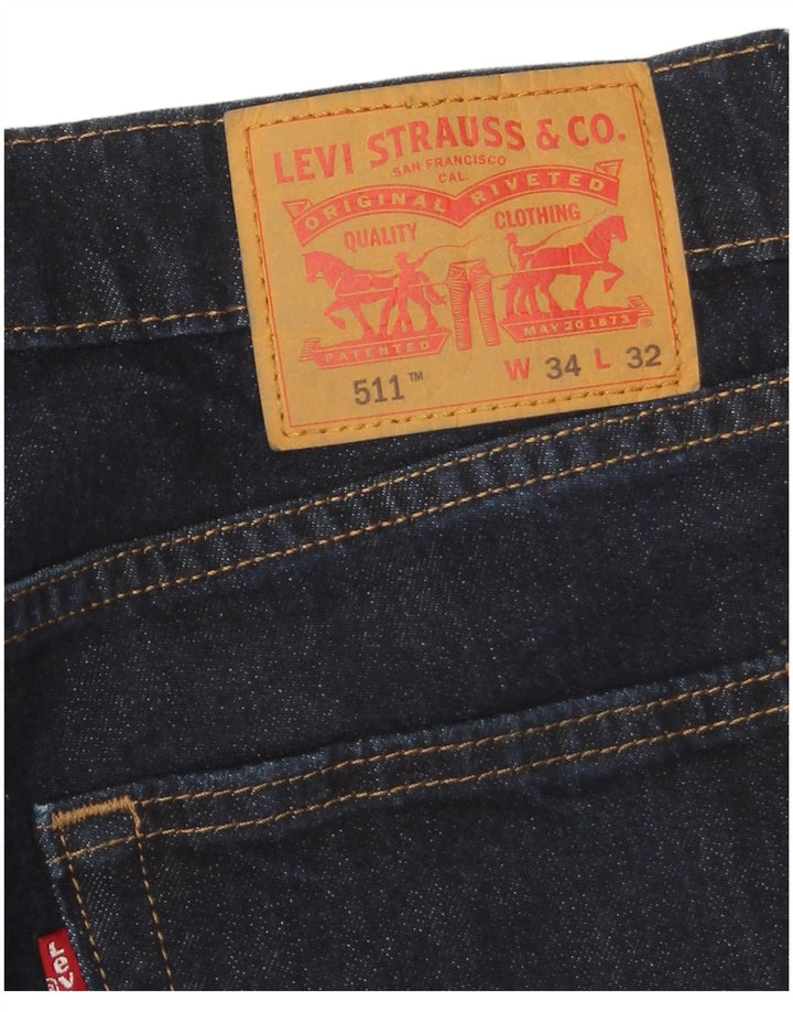 Levi's Mens 511 Slim Jeans W34 L31 Navy Blue Cotton
