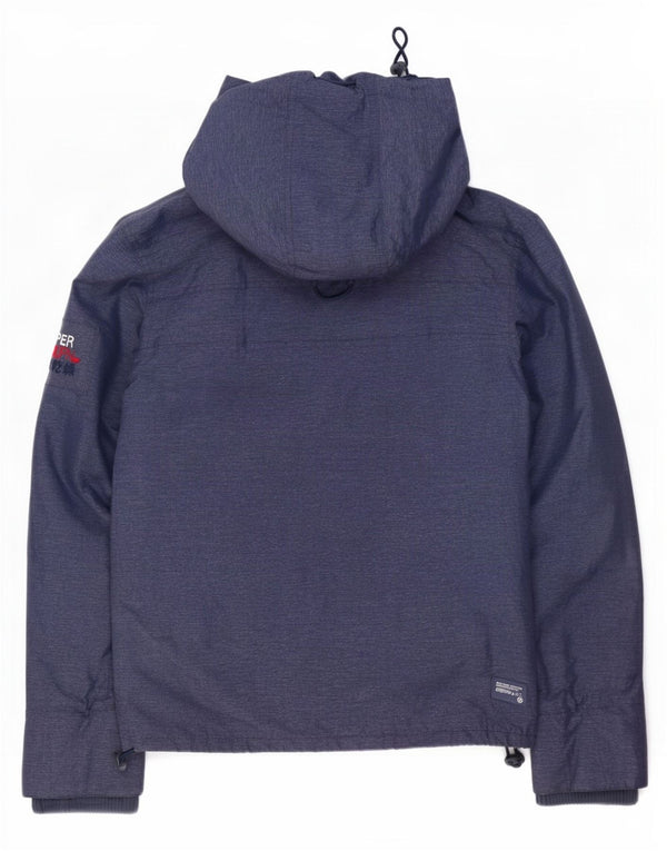 Superdry Womens Hooded Windbreaker Jacket UK 14 Medium Navy Blue Nylon