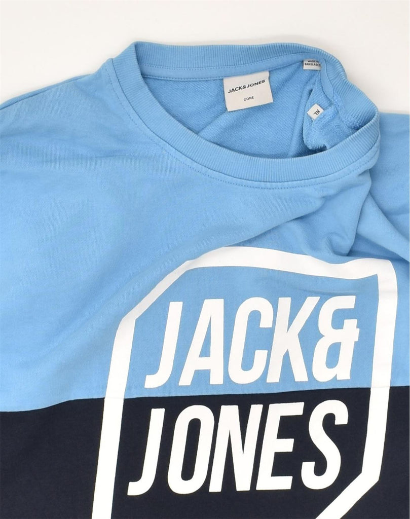 JACK & JONES Mens Graphic Sweatshirt Jumper XL Navy Blue Colourblock | Vintage Jack & Jones | Thrift | Second-Hand Jack & Jones | Used Clothing | Messina Hembry 