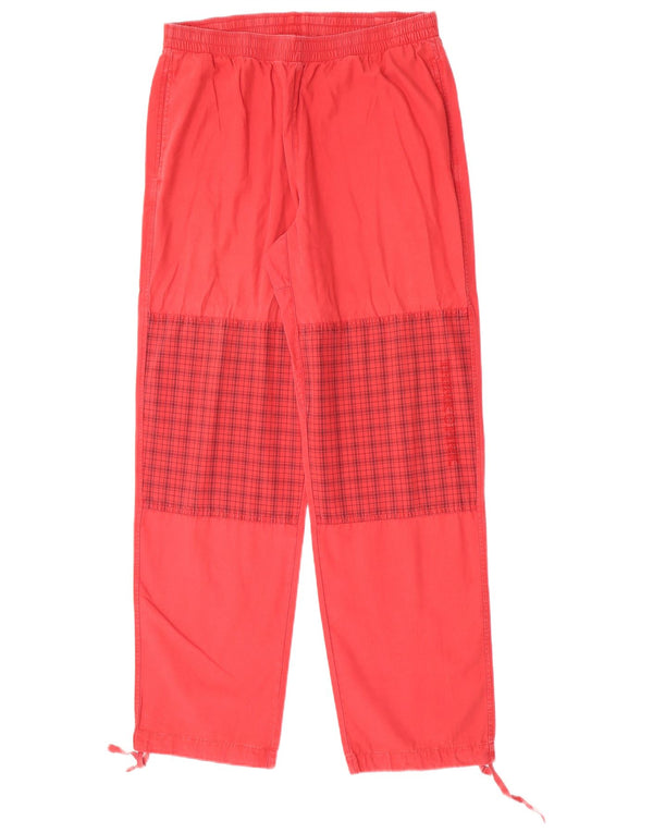 Think Pink Mens Straight Trousers Large W34 L33 Red Check Cotton