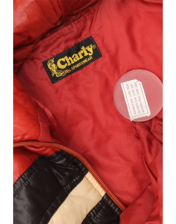 Charly Womens Hooded Padded Jacket IT 48 XL Red Colourblock Polyamide