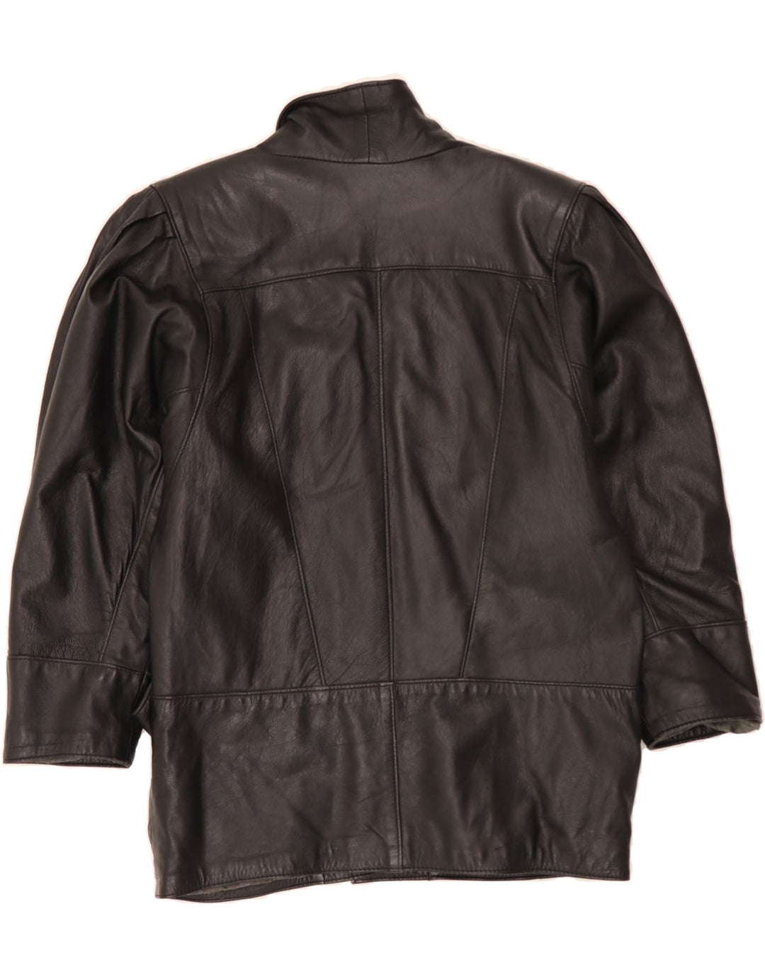 VINTAGE Womens Oversized Leather Jacket UK 10 Small Black Leather Vintage Vintage and Second-Hand Vintage from Messina Hembry 