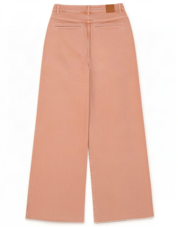 Zara Womens High Waist Wide Leg Jeans EU 38 Small W28 L32 Pink Cotton