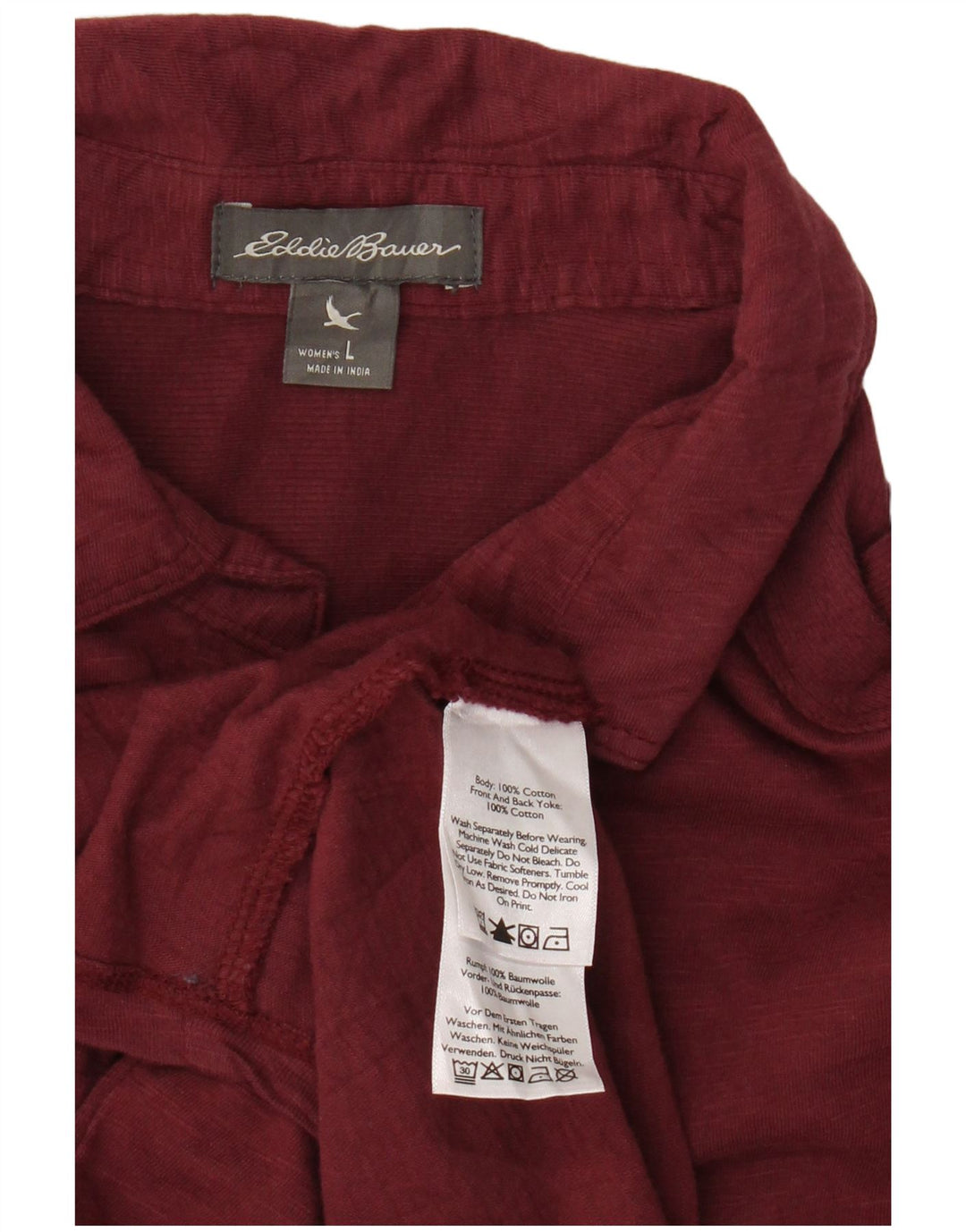 EDDIE BAUER Womens Shirt UK 16 Large Maroon Cotton