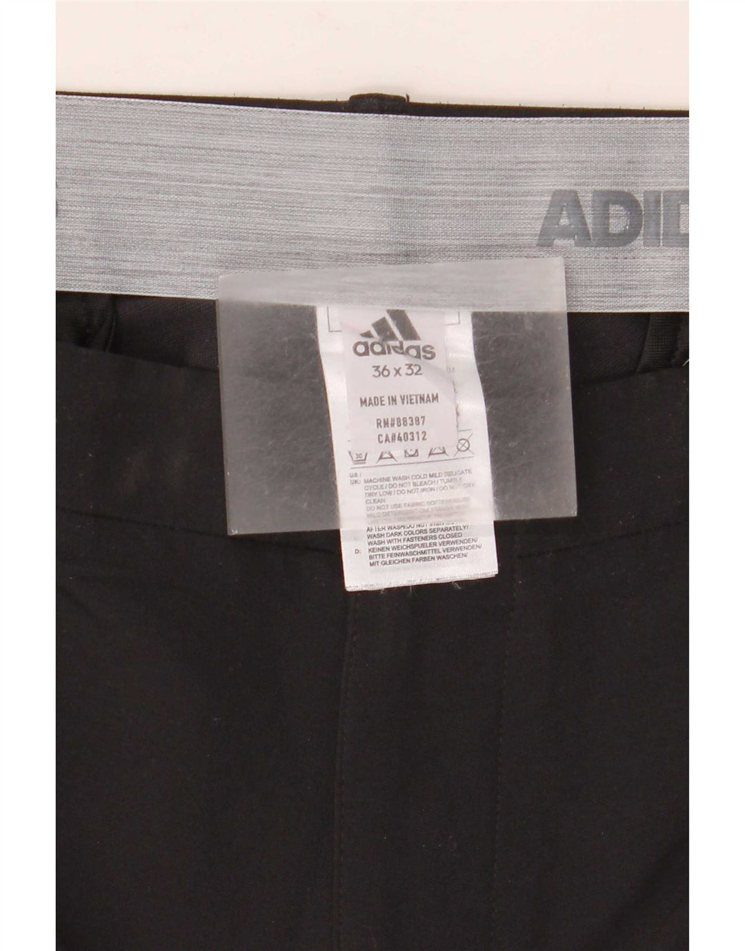 Adidas Mens Straight Chino Trousers W36 L32 Black Polyester