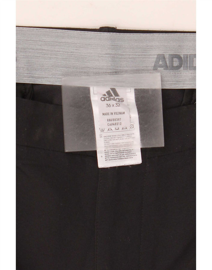 Adidas Mens Straight Chino Trousers W36 L32 Black Polyester