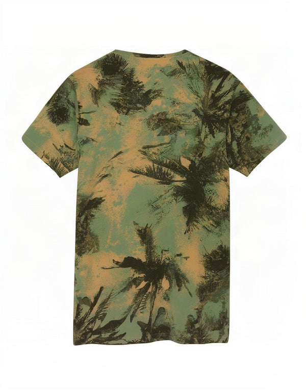 Benetton Mens T-Shirt Top Small Green Hawaiian