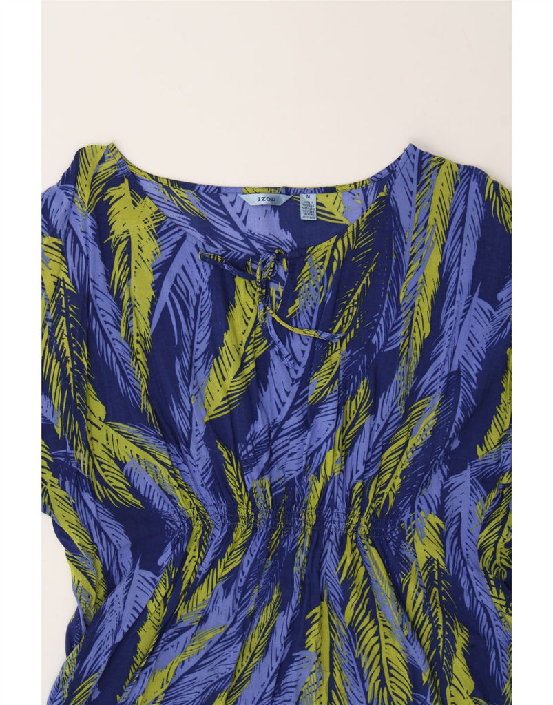 IZOD Womens Abstract Pattern Shirt Blouse UK 12 Medium Blue Rayon Vintage Izod and Second-Hand Izod from Messina Hembry 