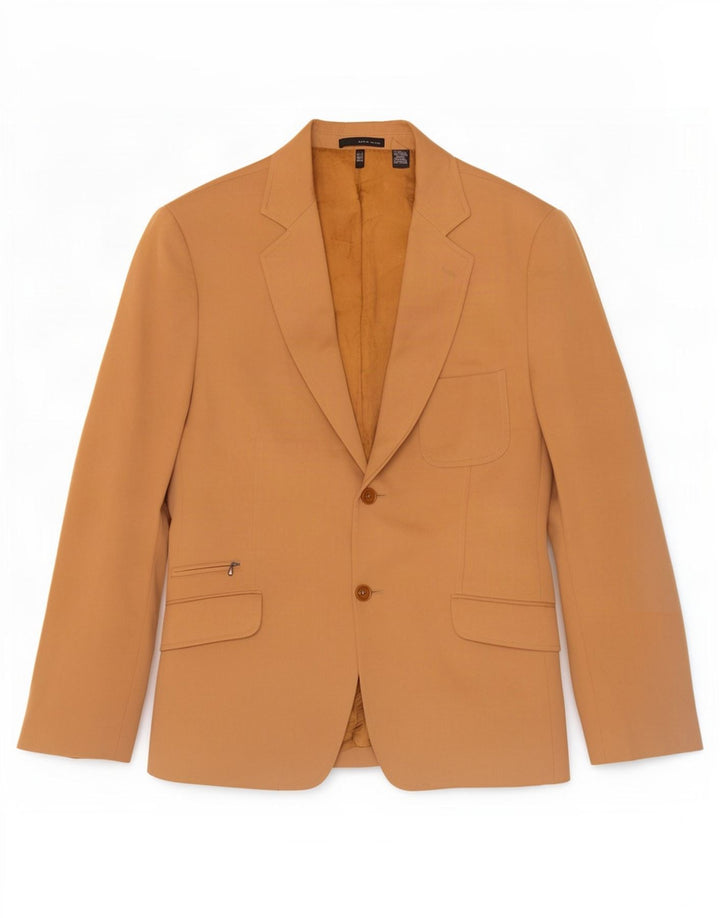 Zara Mens 2 Button Blazer Jacket EU 52 Large Beige Cotton