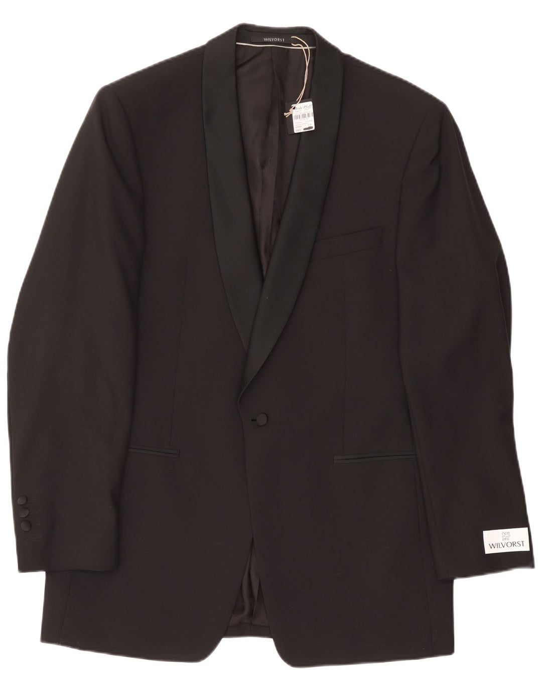 Wilvorst Mens 1 Button Blazer Jacket EU 50 Large Black Wool