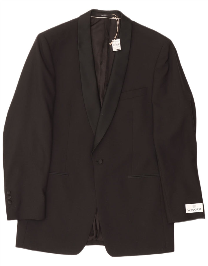 Wilvorst Mens 1 Button Blazer Jacket EU 50 Large Black Wool
