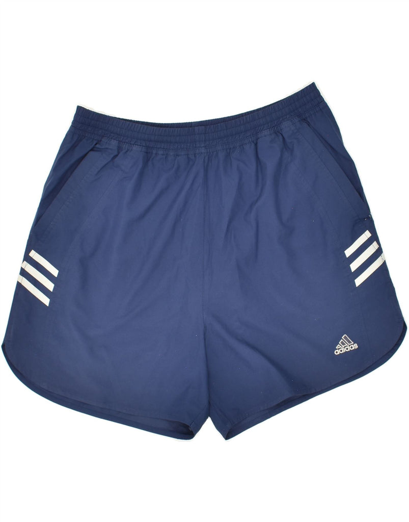 ADIDAS Womens Sport Shorts UK 12 Medium Blue Polyester | Vintage Adidas | Thrift | Second-Hand Adidas | Used Clothing | Messina Hembry 