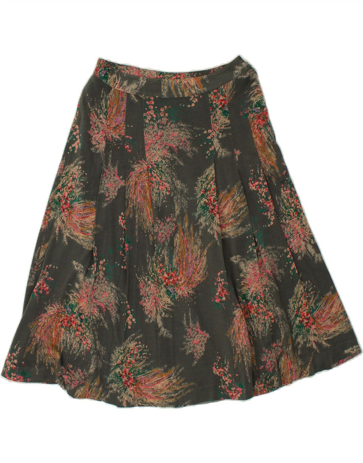 VINTAGE Womens A-Line Skirt W26 Small Grey Floral Vintage Vintage and Second-Hand Vintage from Messina Hembry 