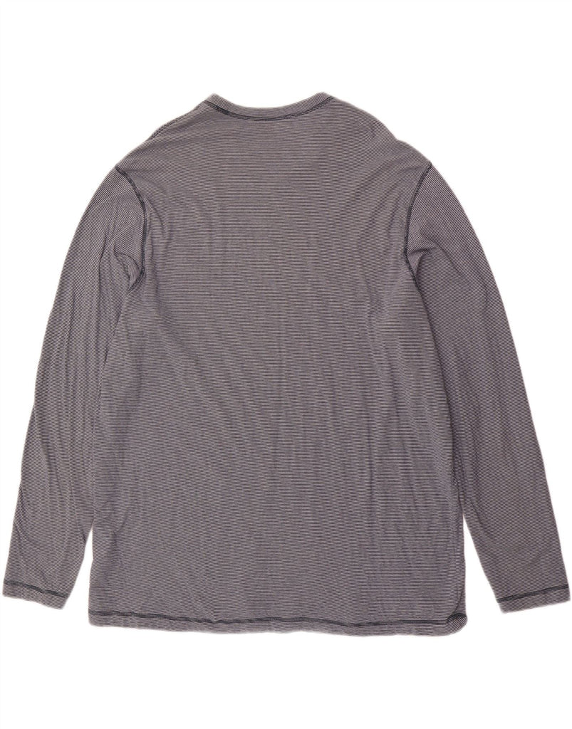 EDDIE BAUER Mens Tall Top Long Sleeve 2XL Grey Pinstripe Cotton Vintage Eddie Bauer and Second-Hand Eddie Bauer from Messina Hembry 