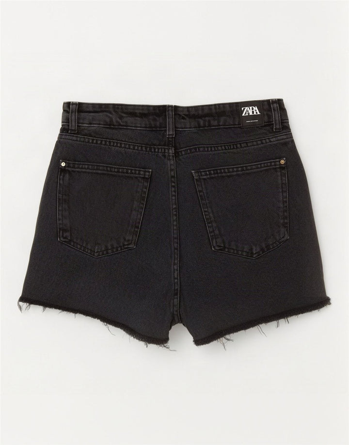 Zara Womens High Waist Denim Shorts Medium W28 Grey