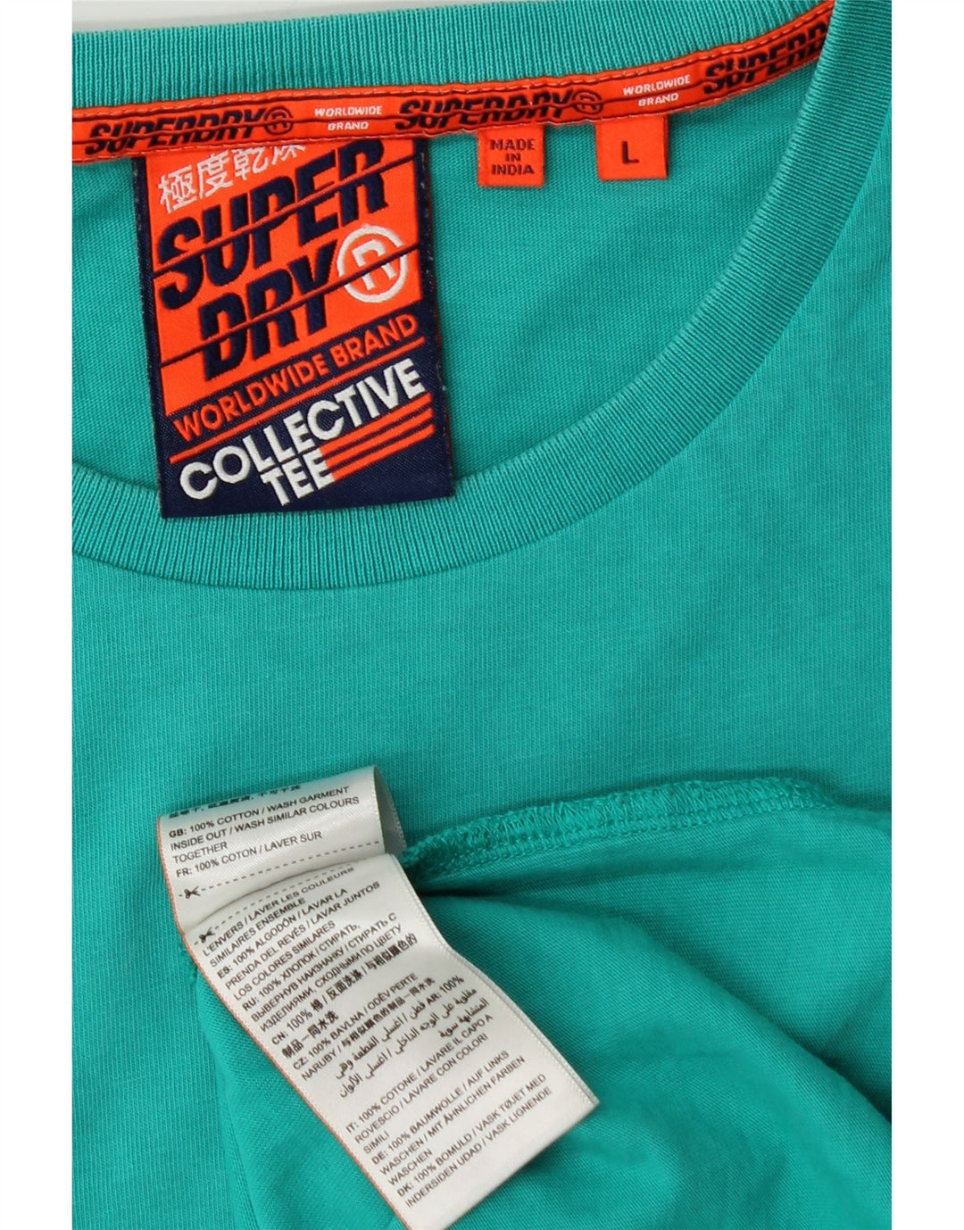 SUPERDRY Mens T-Shirt Top Large Turquoise Cotton