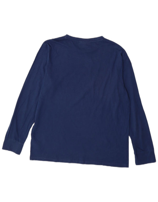 Nautica Mens Graphic Top Long Sleeve Large Navy Blue Cotton