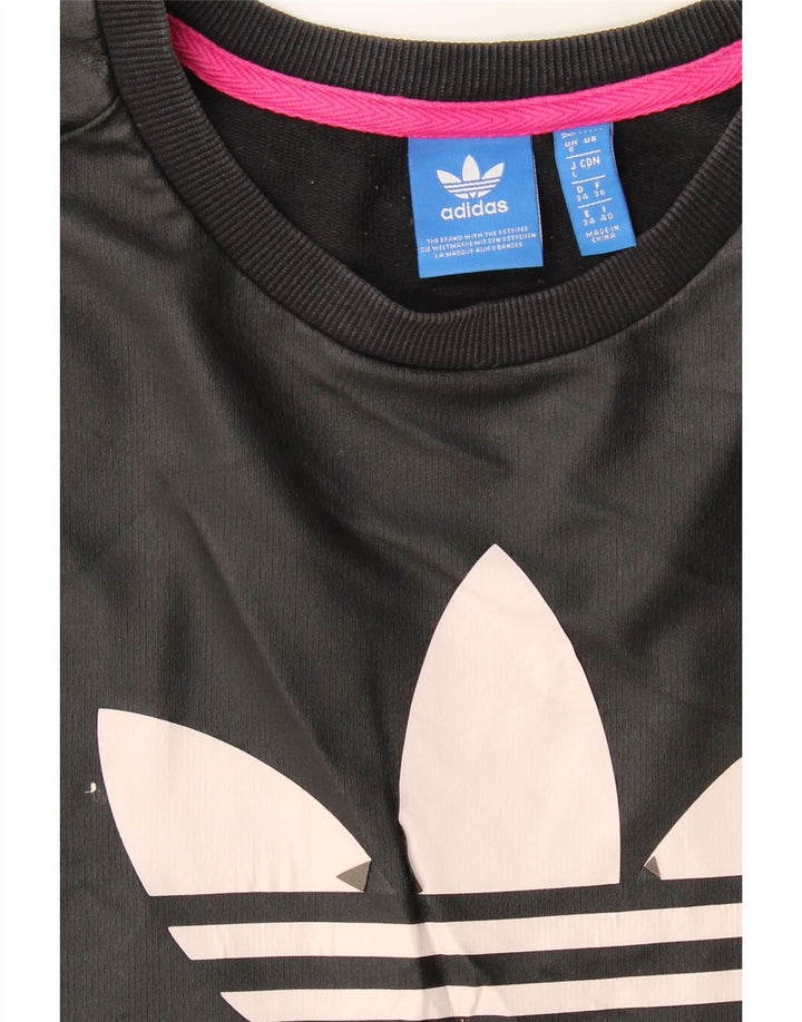 Adidas Womens Graphic Oversized Sweatshirt Jumper UK 8 Small Black